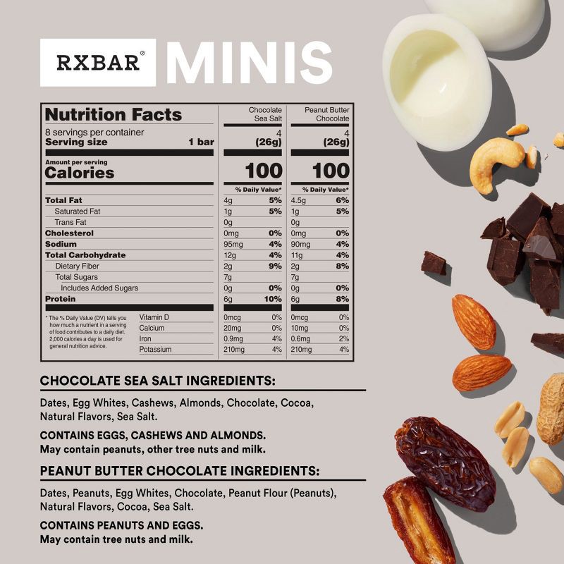 slide 7 of 9, RXBAR Minis Chocolate Sea Salt & Peanut Butter Chocolate Protein Bars - 7.36oz/8ct, 7.36 oz, 8 ct