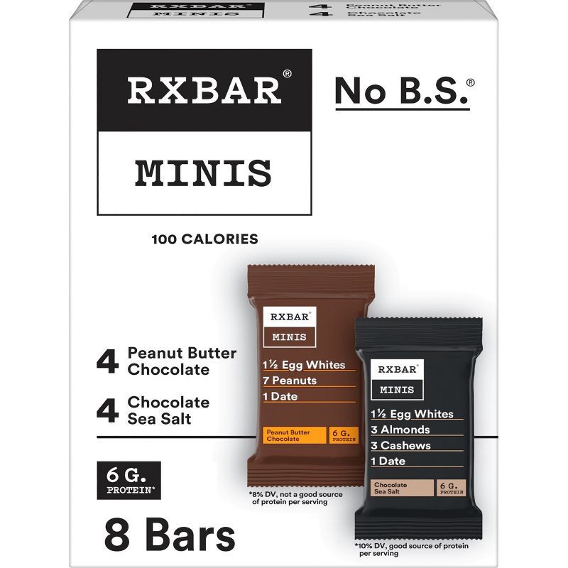 slide 1 of 9, RXBAR Minis Chocolate Sea Salt & Peanut Butter Chocolate Protein Bars - 7.36oz/8ct, 7.36 oz, 8 ct