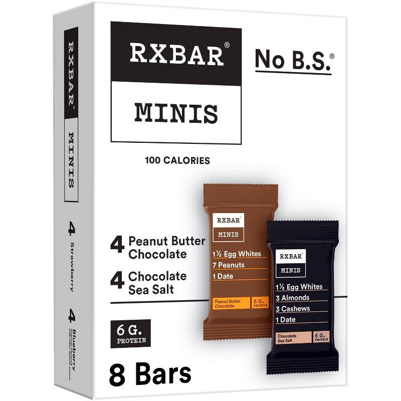 slide 1 of 9, RXBAR Minis Chocolate Sea Salt & Peanut Butter Chocolate Protein Bars - 8ct, 8 ct