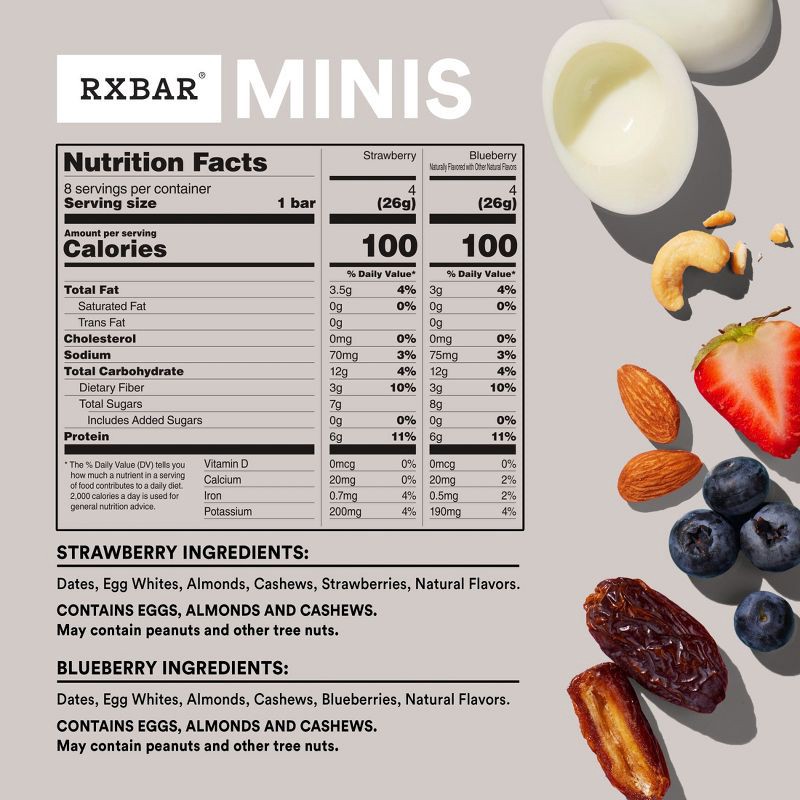 slide 8 of 9, RXBAR Mini Blueberry & Strawberry Protein Bars - 7.36oz/8ct, 7.36 oz, 8 ct