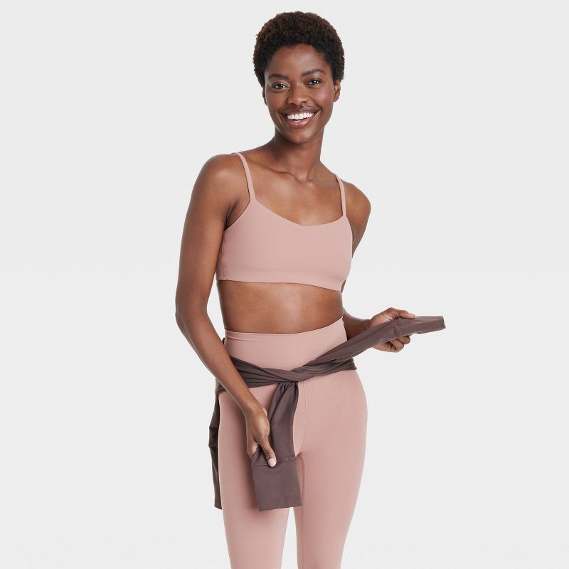Women's Light Support Everyday Soft Strappy Sports Bra - All in Motion Clay Pink  XL 1 ct
