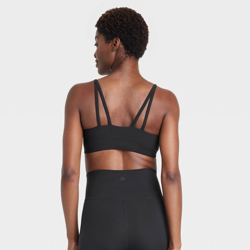 slide 2 of 6, Women's Everyday Soft Light Support Strappy Sports Bra - All In Motion™ Black S: Moisture Wicking, Quick Drying, 1 ct