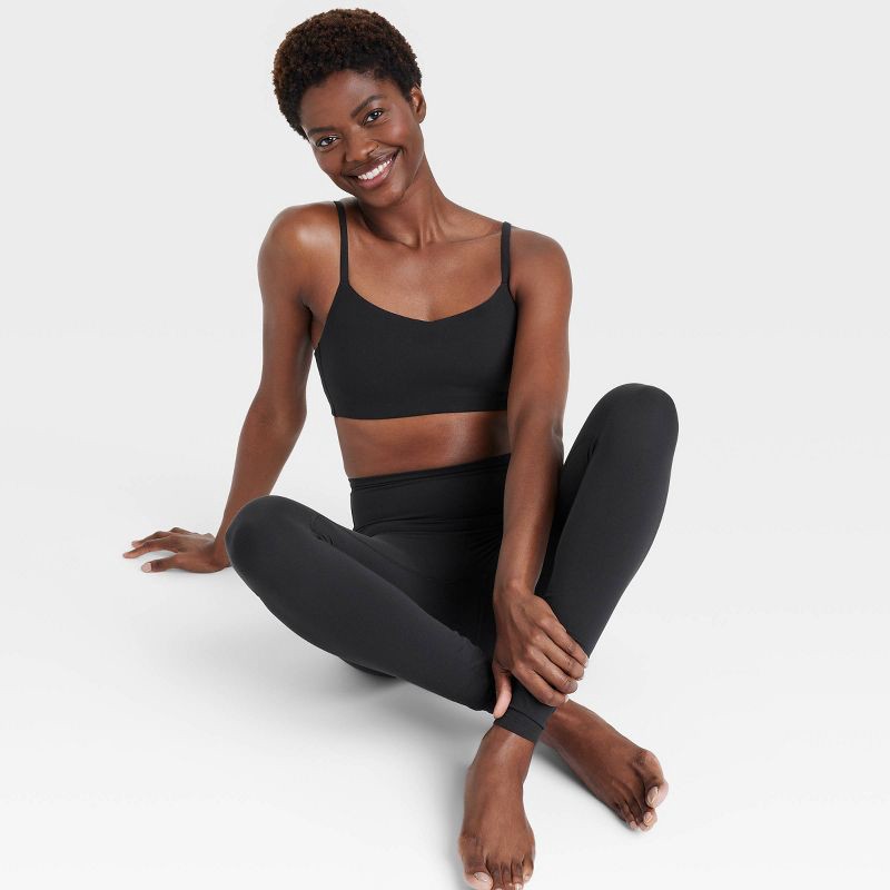 slide 5 of 6, Women's Everyday Soft Light Support Strappy Sports Bra - All In Motion™ Black S: Moisture Wicking, Quick Drying, 1 ct