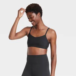Women's Everyday Soft Light Support Strappy Sports Bra - All In Motion™ Black S: Moisture Wicking, Quick Drying