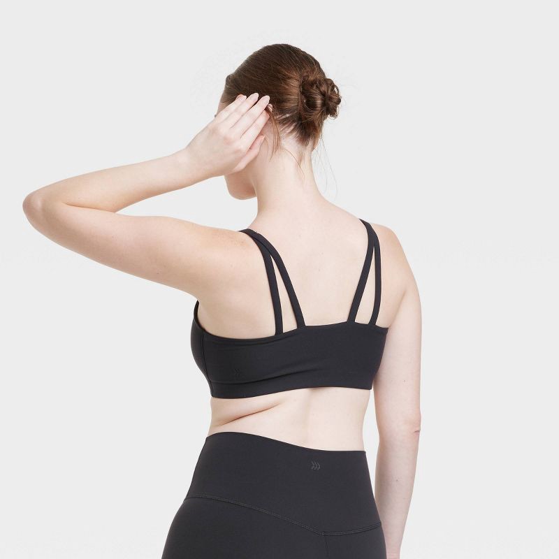 slide 4 of 6, Women's Everyday Soft Light Support Strappy Sports Bra - All In Motion™ Black L: Moisture Wicking, Quick Drying, 1 ct