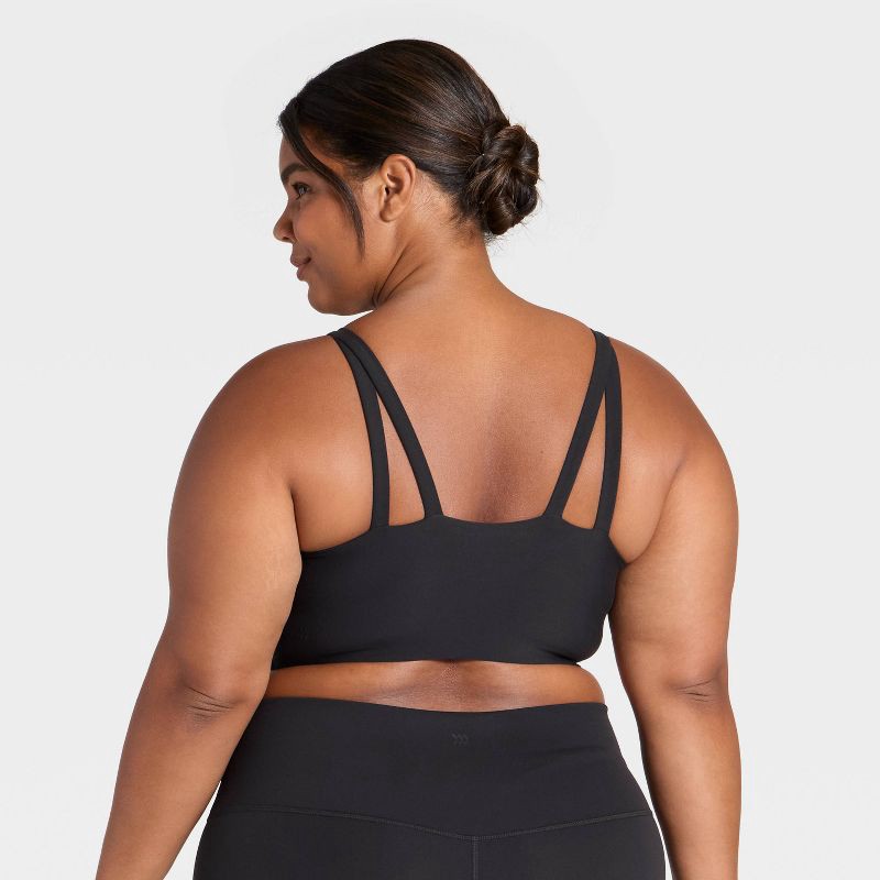 slide 2 of 6, Women's Everyday Soft Light Support Strappy Sports Bra - All In Motion™ Black XXL: Moisture Wicking, Quick Drying, 1 ct