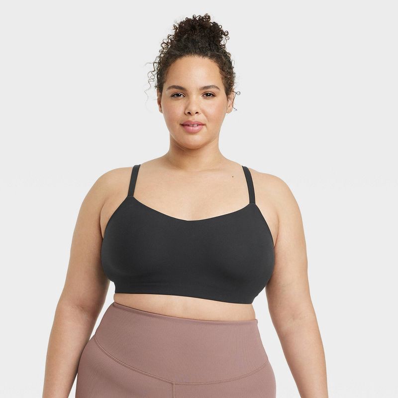 slide 1 of 6, Women's Everyday Soft Light Support Strappy Sports Bra - All In Motion™ Black XXL: Moisture Wicking, Quick Drying, 1 ct