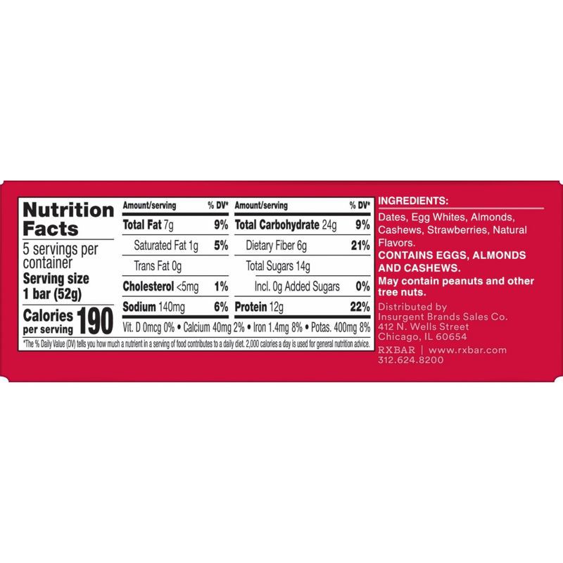 slide 2 of 12, RXBAR Strawberry Protein Bars - 9.1oz/5ct, 9.1 oz, 5 ct