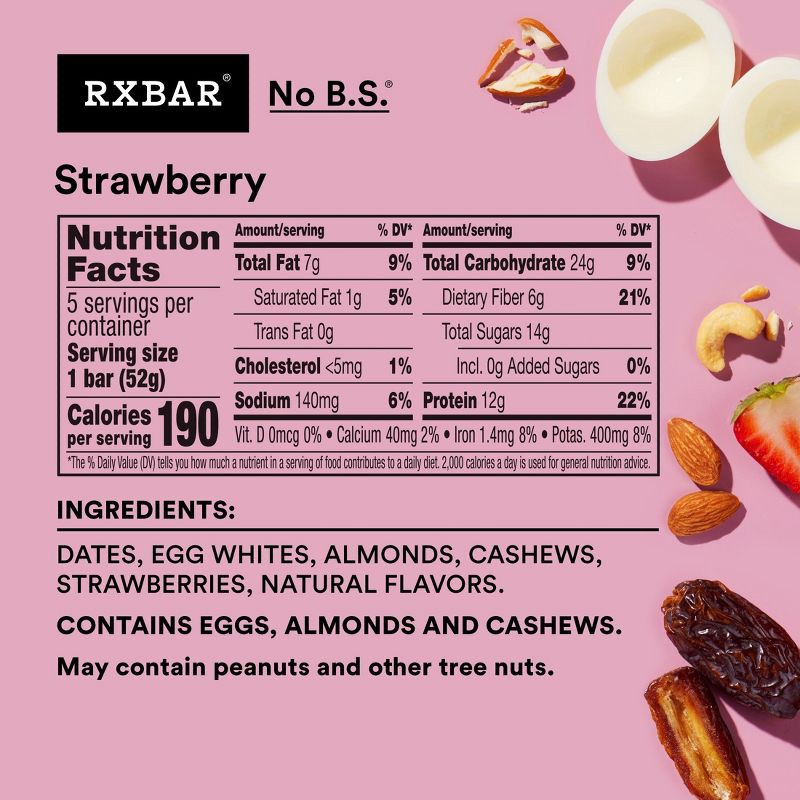 slide 8 of 12, RXBAR Strawberry Protein Bars - 9.1oz/5ct, 9.1 oz, 5 ct