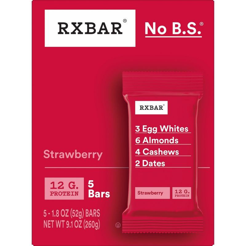 slide 9 of 12, RXBAR Strawberry Protein Bars - 9.1oz/5ct, 9.1 oz, 5 ct