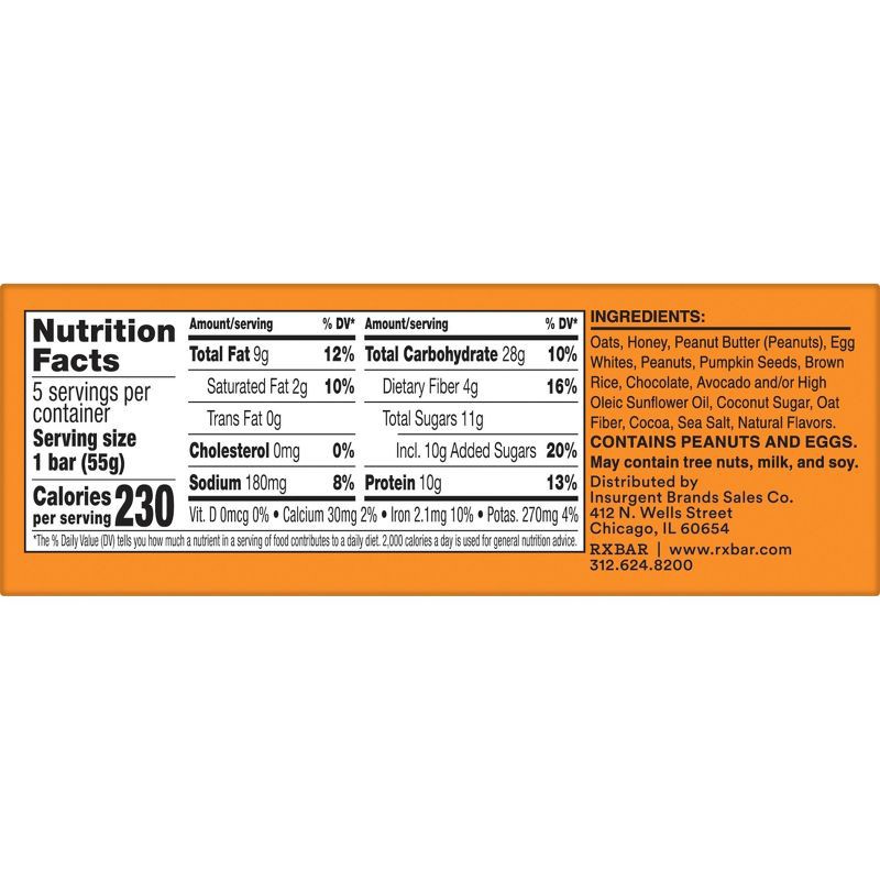 slide 2 of 13, RXBAR Nut Butter & Oat Dark Chocolate Peanut Butter Protein Bars - 9.7oz/5ct, 9.7 oz, 5 ct