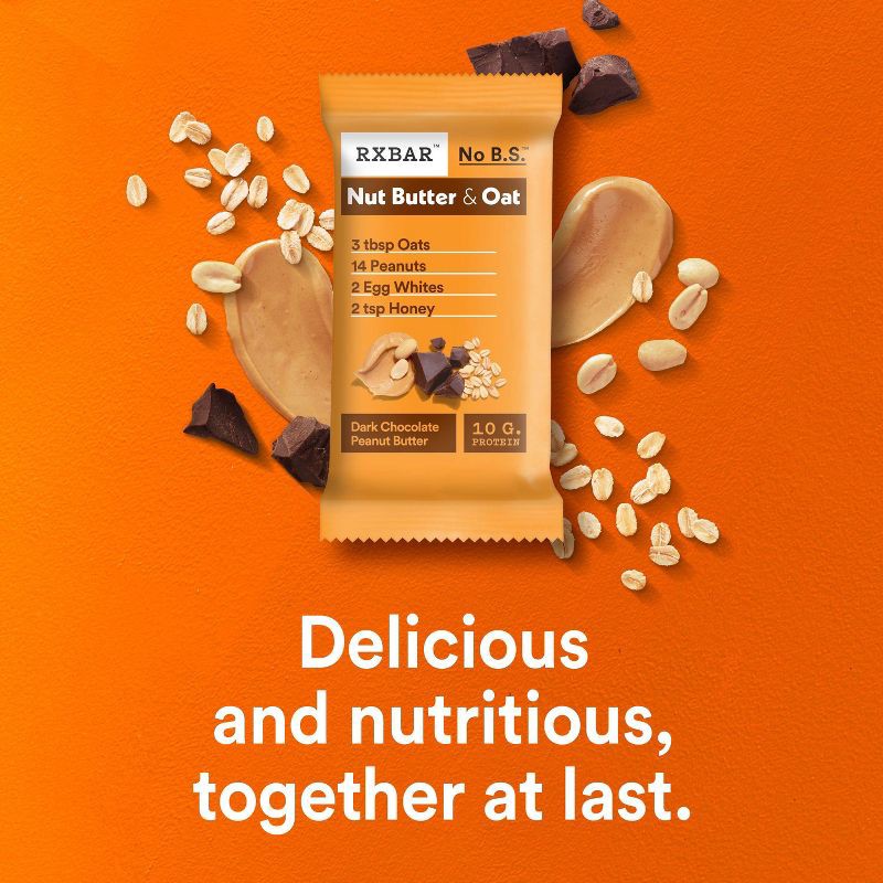 slide 5 of 11, RXBAR Nut Butter & Oat Dark Chocolate Peanut Butter Protein Bars - 9.7oz/5ct, 9.7 oz, 5 ct