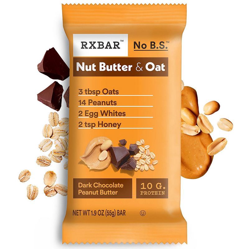 slide 8 of 11, RXBAR Nut Butter & Oat Dark Chocolate Peanut Butter Protein Bars - 9.7oz/5ct, 9.7 oz, 5 ct