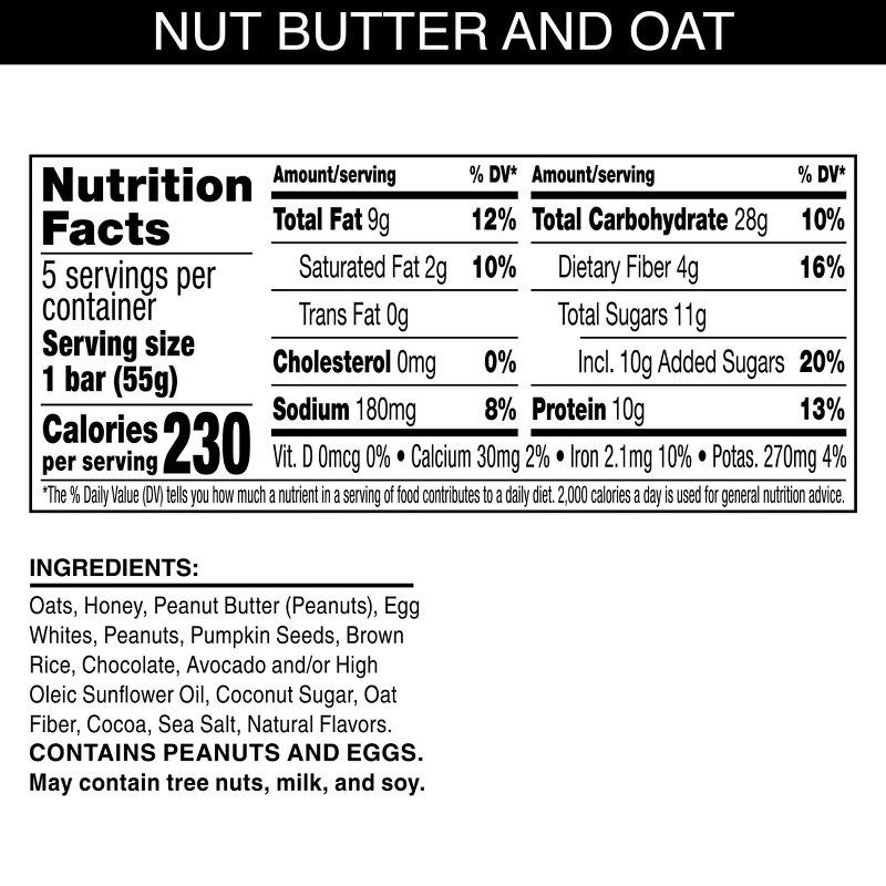 slide 9 of 13, RXBAR Nut Butter & Oat Dark Chocolate Peanut Butter Protein Bars - 9.7oz/5ct, 9.7 oz, 5 ct