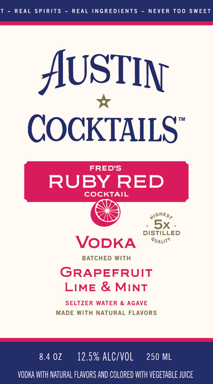 slide 3 of 10, Austin Cocktails Fred's Sparkling Ruby Red Vodka Canned Cocktail, 250 mL Can, 12.5% ABV, 1 ct