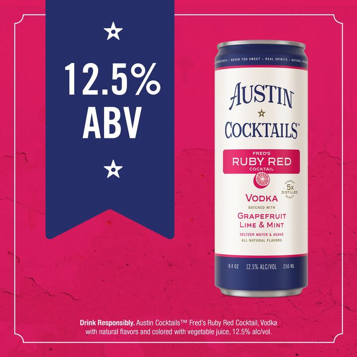 Austin Cocktails Fred's Sparkling Ruby Red Vodka Canned Cocktail Can 1