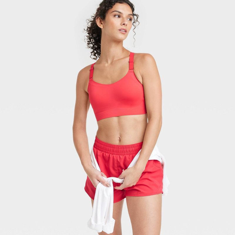 Women's High Support Embossed Racerback Run Sports Bra - All in Motion  Coral