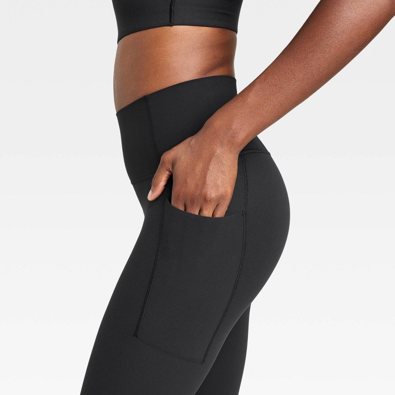 slide 5 of 6, Women's Everyday Soft Ultra High-Rise Pocketed Leggings - All In Motion™ Black M: Knit, Moisture Wicking, 1 ct