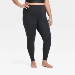Women's Everyday Soft Ultra High-Rise Pocketed Leggings - All In Motion™ Black XXL: Moisture Wicking, Quick Drying