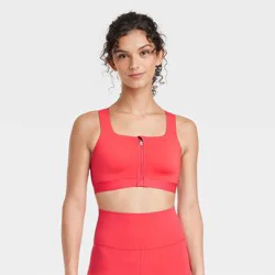 Women's Sculpt High Support Zip Front Sports Bra - All in Motion Red 36B
