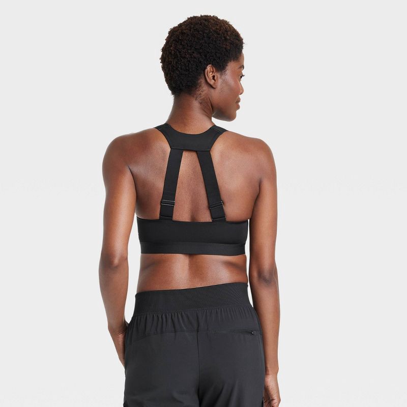 Women's High Support Sculpt Zip-Front Sports Bra - All in Motion Black 34C