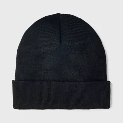 Kids' Solid Knit Cuffed Beanie - Cat & Jack Black