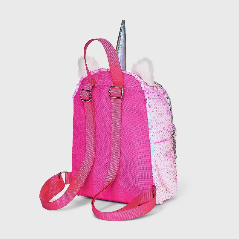 slide 2 of 5, Kids' 7" Unicorn Flip Sequin Mini Backpack - Cat & Jack™ Pink: Lightweight Novelty Bag for Ages 3-10, 1 ct