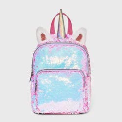 Kids' 7" Unicorn Flip Sequin Mini Backpack - Cat & Jack™ Pink: Lightweight Novelty Bag for Ages 3-10