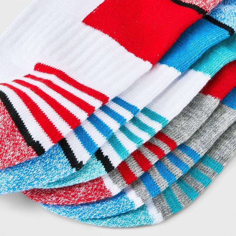 slide 3 of 3, Boys' 10pk Striped Lightweight Ankle Socks - Cat & Jack™ White/Gray M, 10 ct