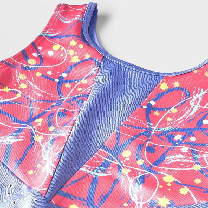 slide 2 of 4, Girls' Gymnastics 'Scribbles' Pull-On Leotard - Cat & Jack Periwinkle Blue L, 1 ct