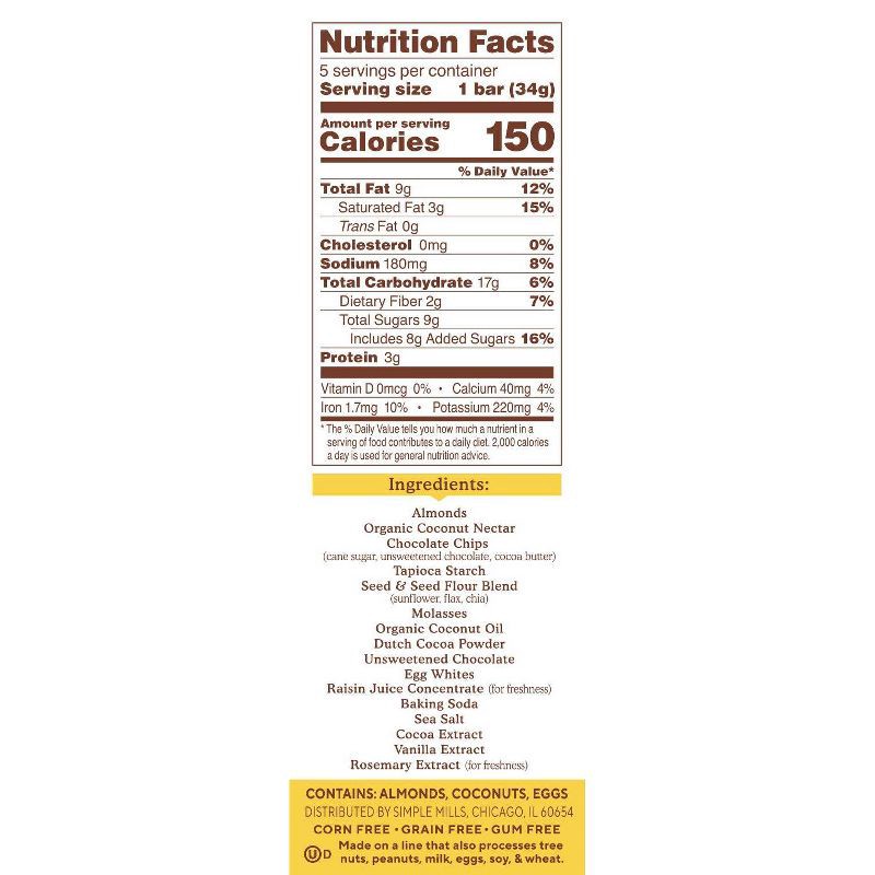 slide 2 of 4, Simple Mills Chocolate Brownie Soft-Baked Almond Flour Bars - 5.99oz/5ct, 5.99 oz, 5 ct