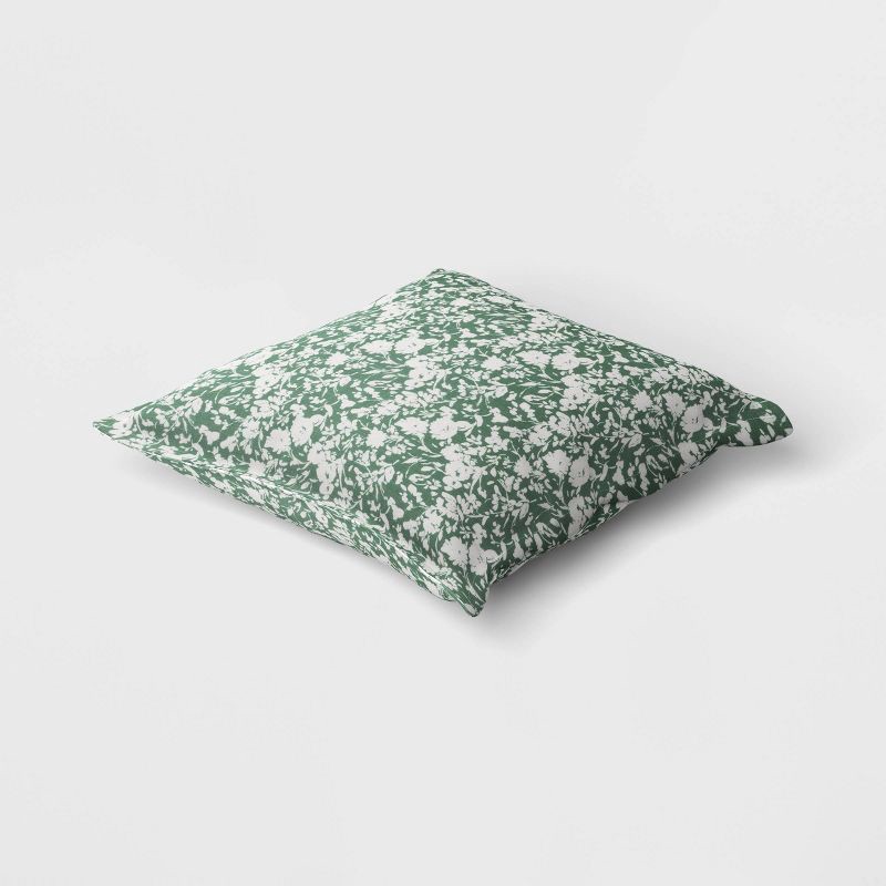 slide 4 of 4, Threshold designed w/Studio McGee 20"x20" Ditsy Floral Square Indoor Outdoor Throw Pillow Green/White - Threshold™ designed with Studio McGee, 1 ct
