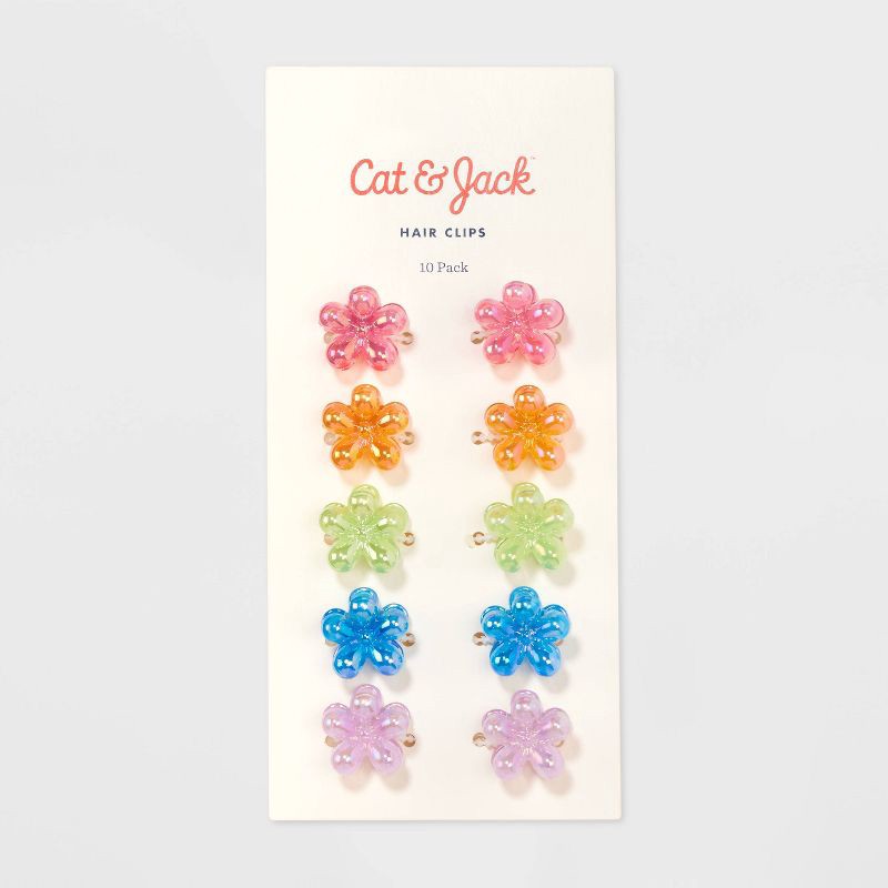 slide 2 of 11, Girls' 10pk Iridescent Flower Claw Clips - Cat & Jack™, 10 ct