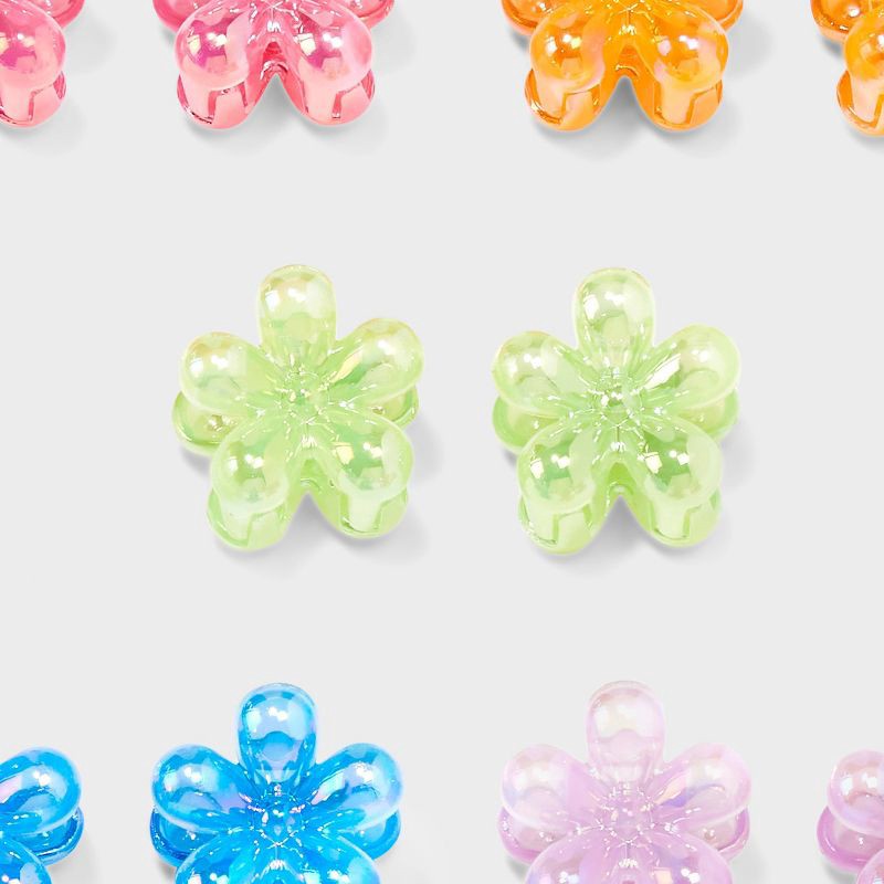 slide 3 of 11, Girls' 10pk Iridescent Flower Claw Clips - Cat & Jack™, 10 ct