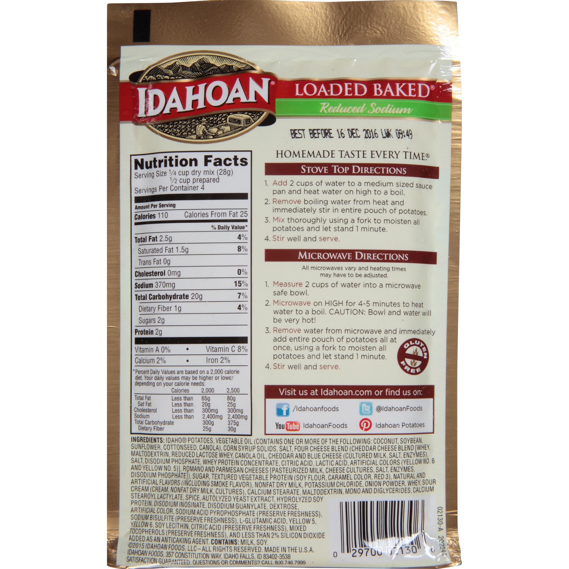 Idahoan Loaded Baked Reduced Sodium Mashed Potatoes 4 oz Shipt
