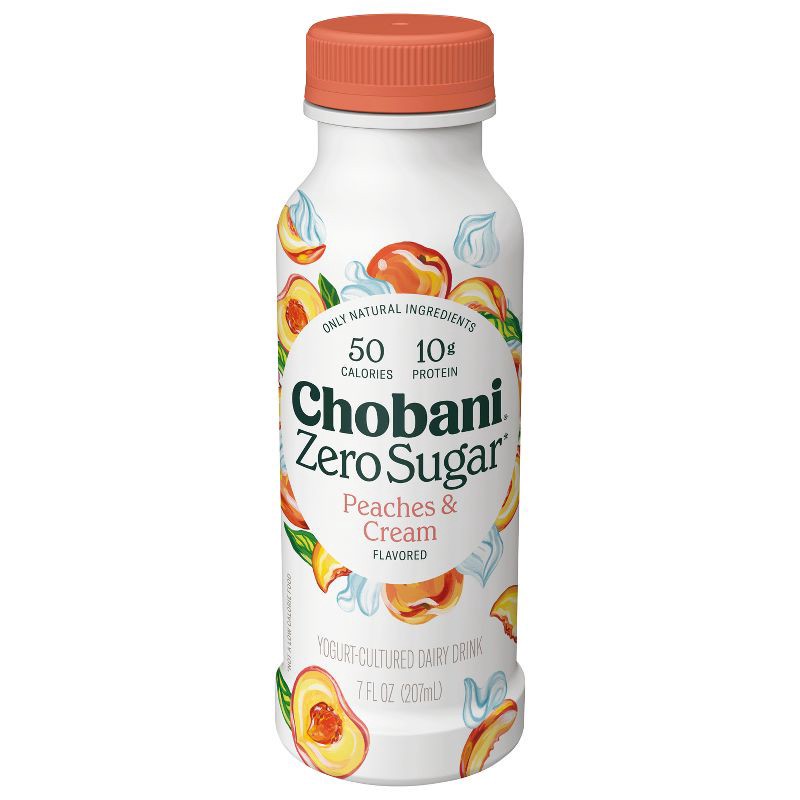 slide 1 of 6, Chobani Zero Sugar Peaches & Cream Yogurt Drink - 7 fl oz, 7 fl oz