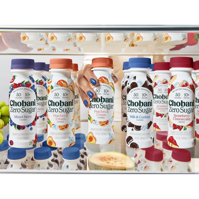 slide 4 of 5, Chobani Zero Sugar Strawberry Cheesecake Yogurt Drink - 7 fl oz, 7 fl oz