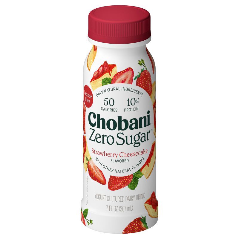 slide 1 of 5, Chobani Zero Sugar Strawberry Cheesecake Yogurt Drink - 7 fl oz, 7 fl oz