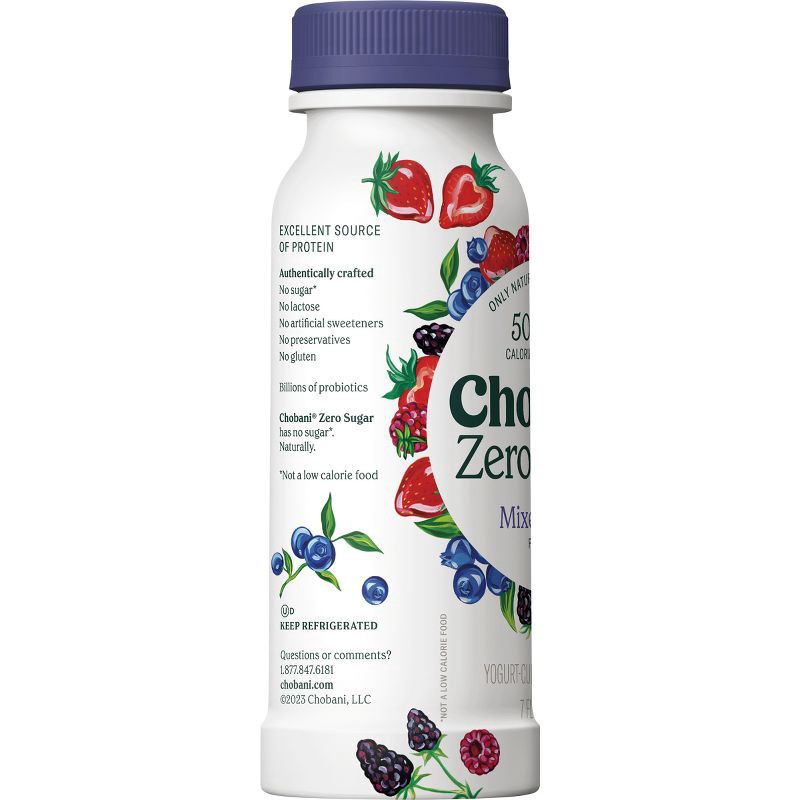 slide 2 of 6, Chobani Zero Sugar Mixed Berry Yogurt Drink - 7 fl oz, 7 fl oz