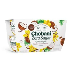 Chobani Zero Sugar Toasted Coconut Vanilla Greek Yogurt - 21.2oz/4ct Cups