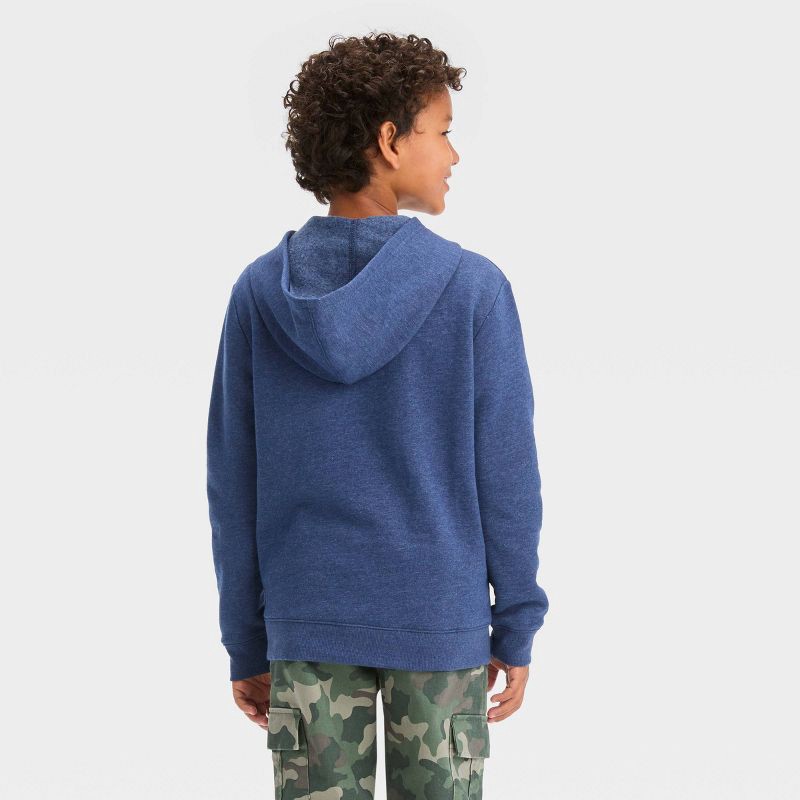 slide 2 of 3, Boys' Fleece Zip-Up Sweatshirt - Cat & Jack™ Navy Blue S: Heavyweight Cotton Blend, Hooded, Kangaroo Pocket, Machine Washable, 1 ct