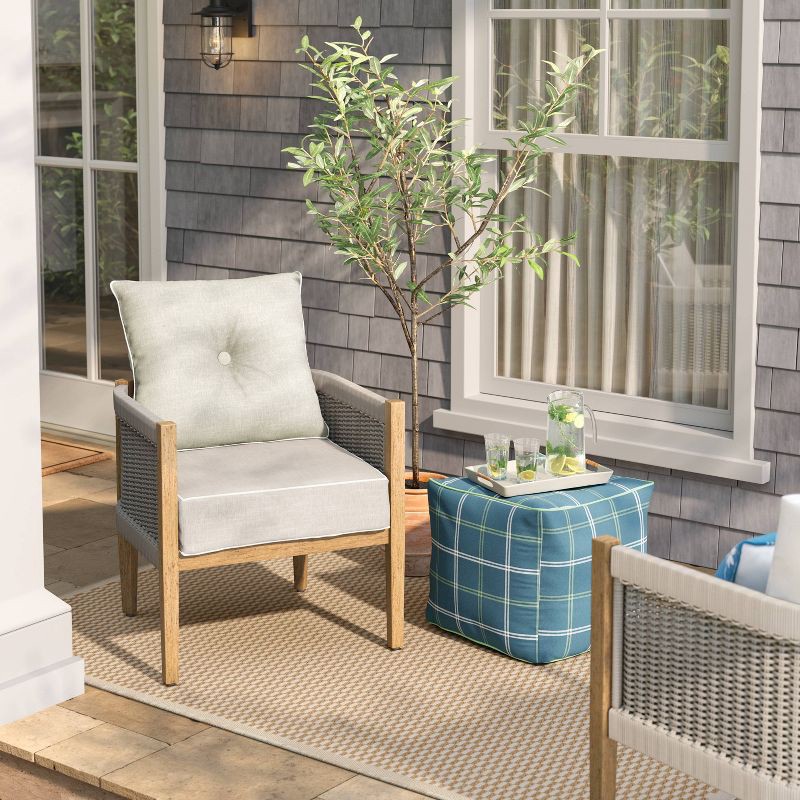 slide 2 of 4, Threshold designed w/Studio McGee 5'x7' Rectangular Woven Outdoor Area Rug Checkered Ivory Natural - Threshold™ designed with Studio McGee, 1 ct