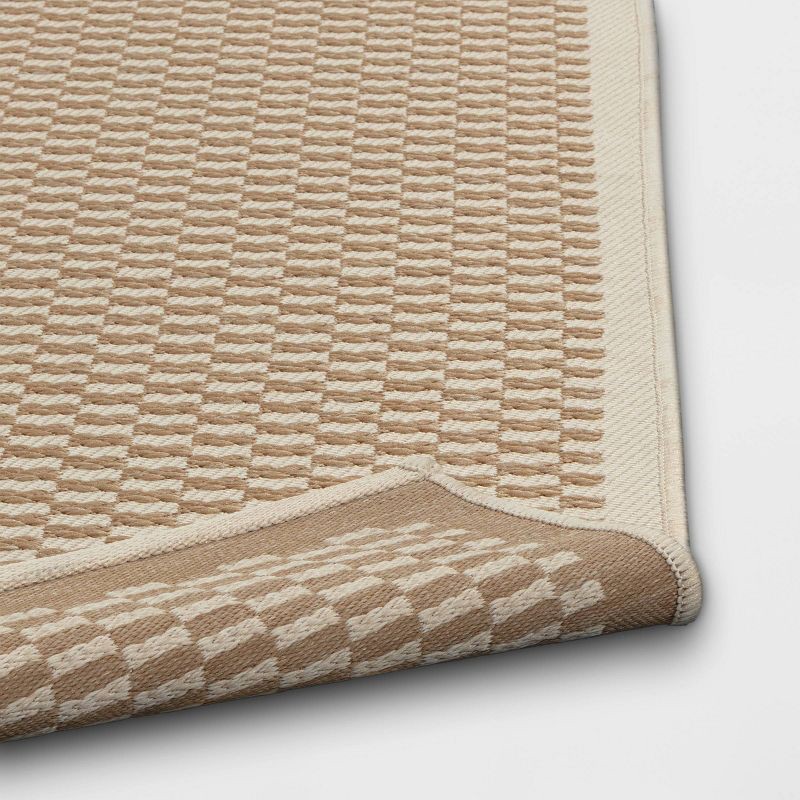 slide 3 of 4, Threshold designed w/Studio McGee 5'x7' Rectangular Woven Outdoor Area Rug Checkered Ivory Natural - Threshold™ designed with Studio McGee, 1 ct