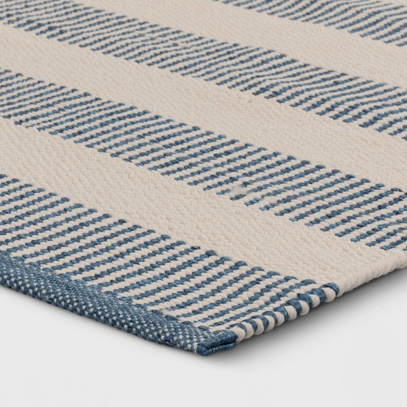 slide 3 of 4, Threshold designed w/Studio McGee 2'x3' Rectangular Hand Made Woven Outdoor Accent Rug Striped Ivory/Blue - Threshold™ designed with Studio McGee, 1 ct
