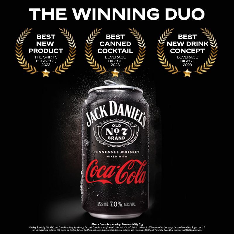 slide 9 of 13, Jack Daniel's RTD Jack & Coke - 4pk/355ml Cans, 4 ct; 355 ml