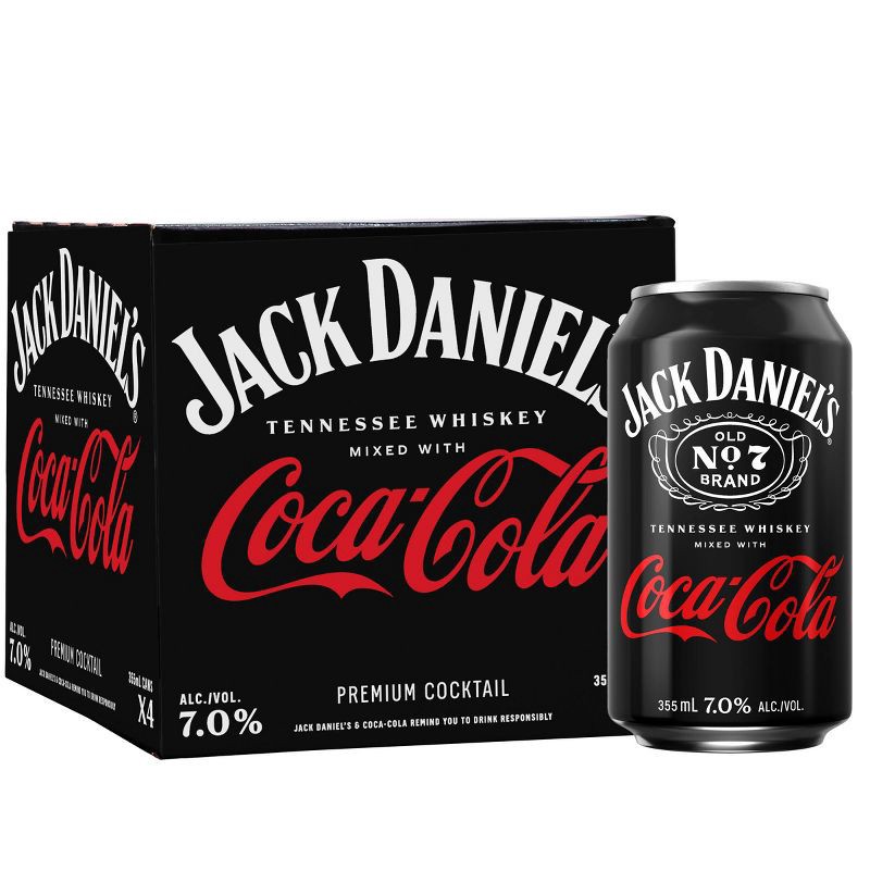 slide 1 of 13, Jack Daniel's RTD Jack & Coke - 4pk/355ml Cans, 4 ct; 355 ml