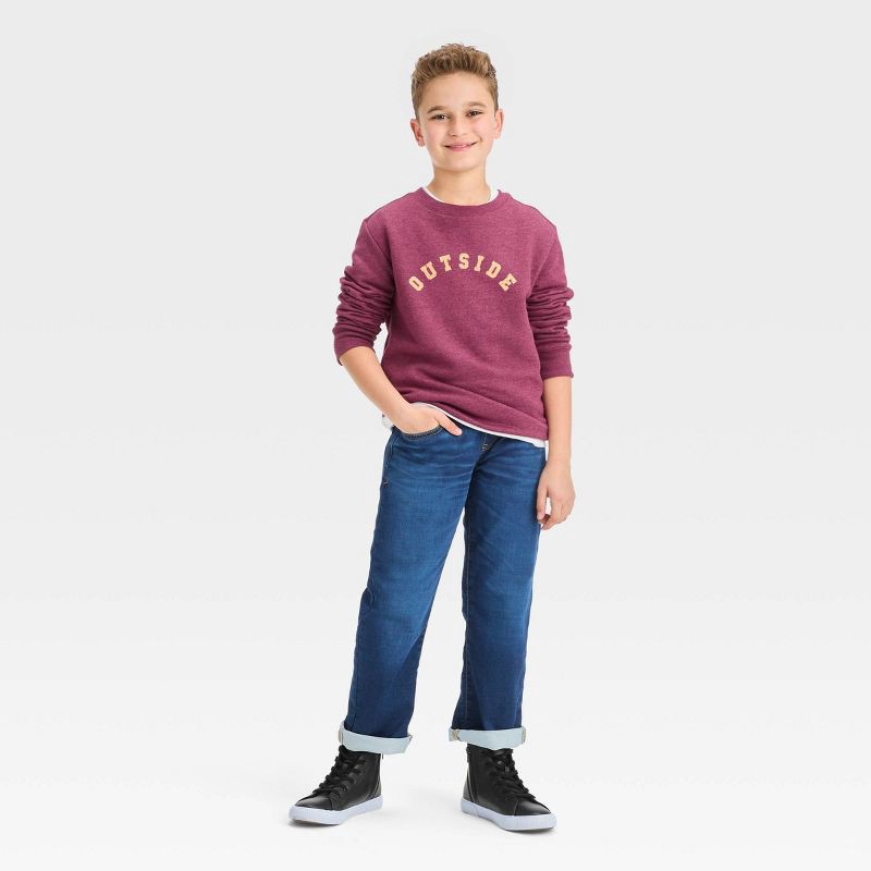 slide 3 of 3, Boys' Straight Pull-On Pants - Cat & Jack™ Dark Wash 8: Elastic Waist, Super Stretch, Front Pocket, 1 ct