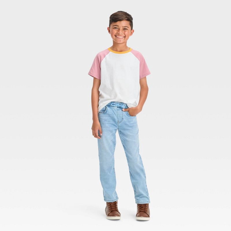 slide 3 of 3, Boys' Athletic Straight Pull-On Pants - Cat & Jack™ Light Wash 12, 1 ct