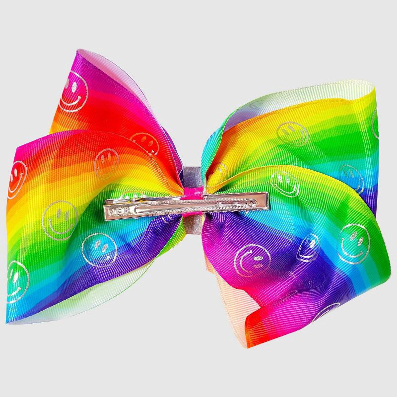 slide 3 of 3, Girls' JoJo Siwa Rainbow Smiley Face Bow, 1 ct