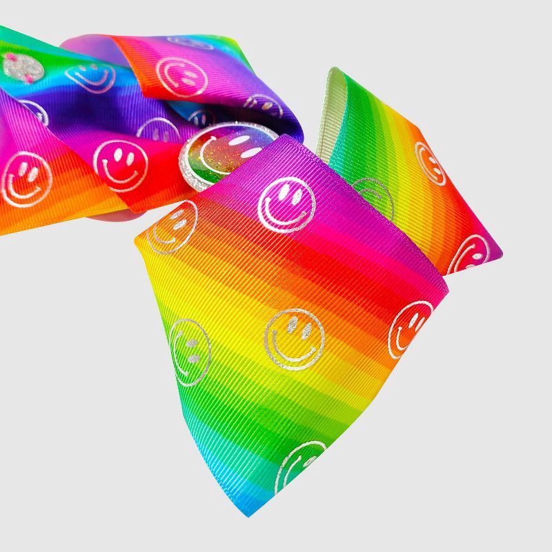 slide 2 of 3, Girls' JoJo Siwa Rainbow Smiley Face Bow, 1 ct